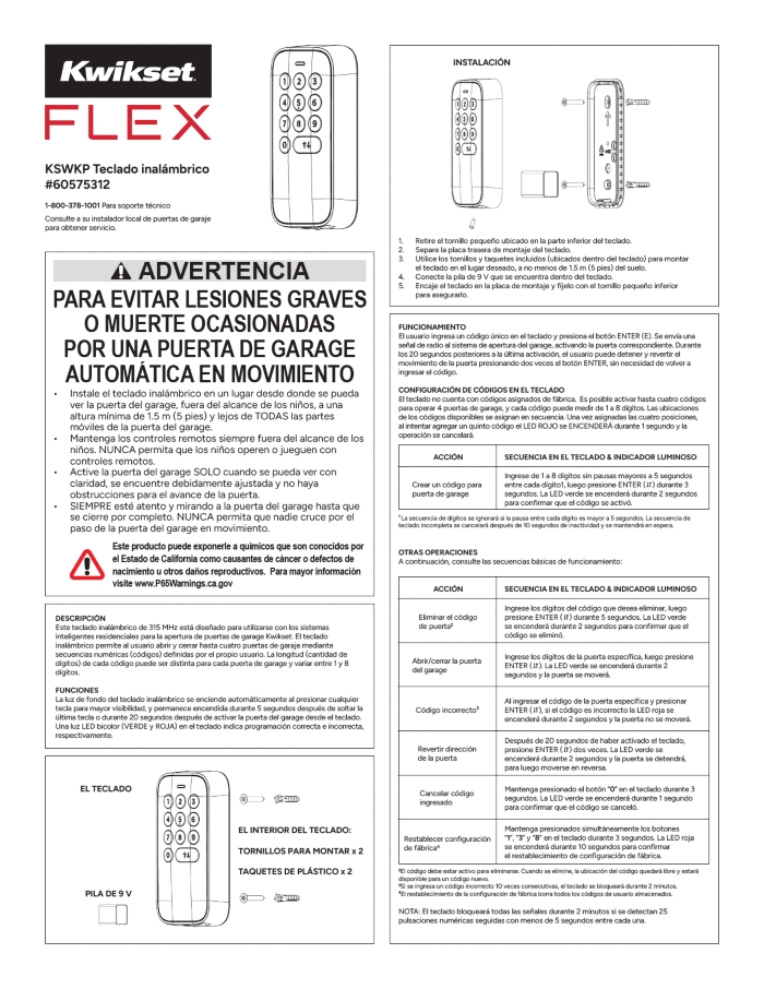 Keypad Instructions
